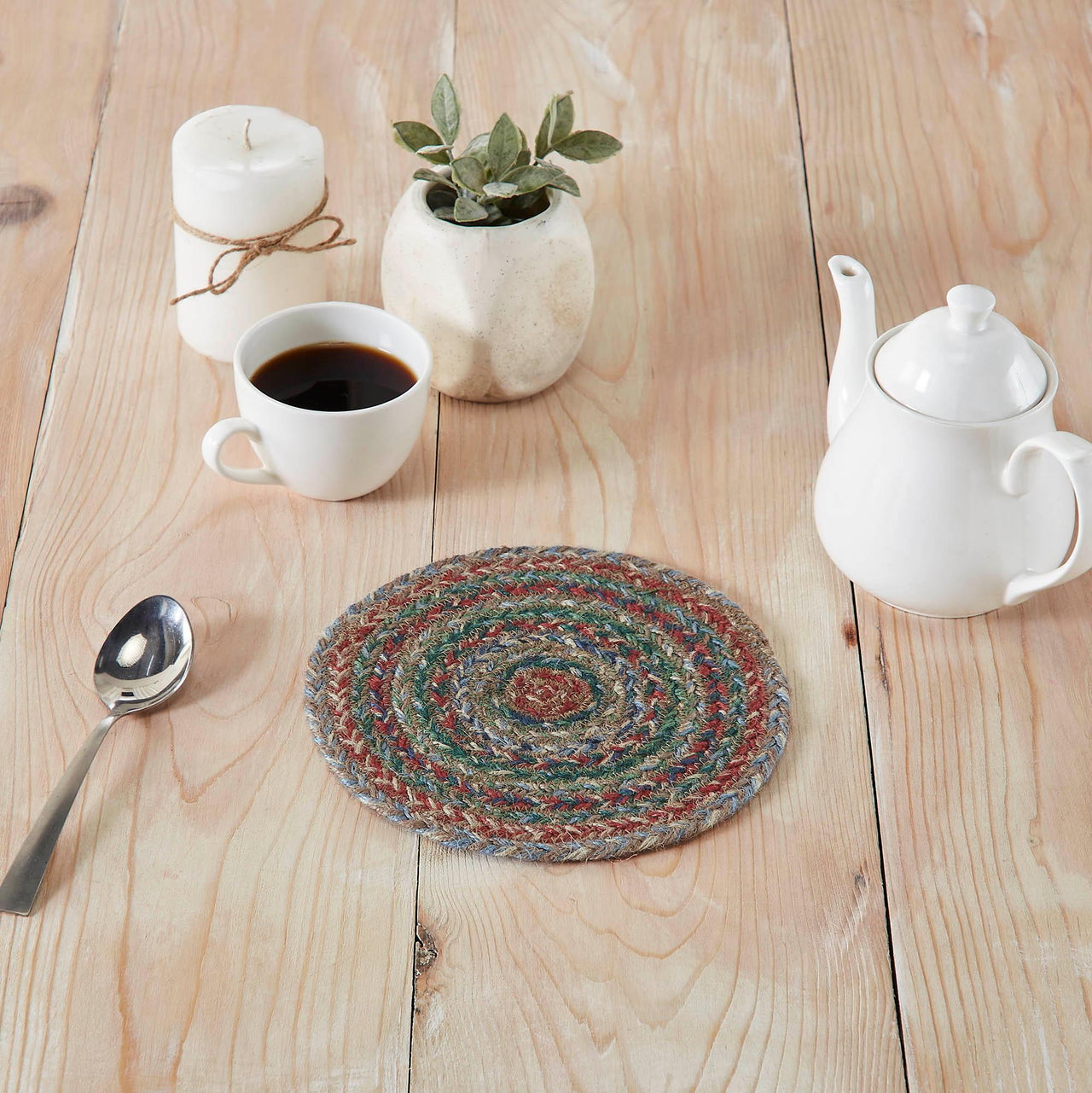Multi Jute Trivet 8 inch Diameter - The Fox Decor