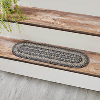 Thumbnail for Sawyer Mill Black White Jute Braided Stair Tread Oval Latex 8.5x27 VHC Brands