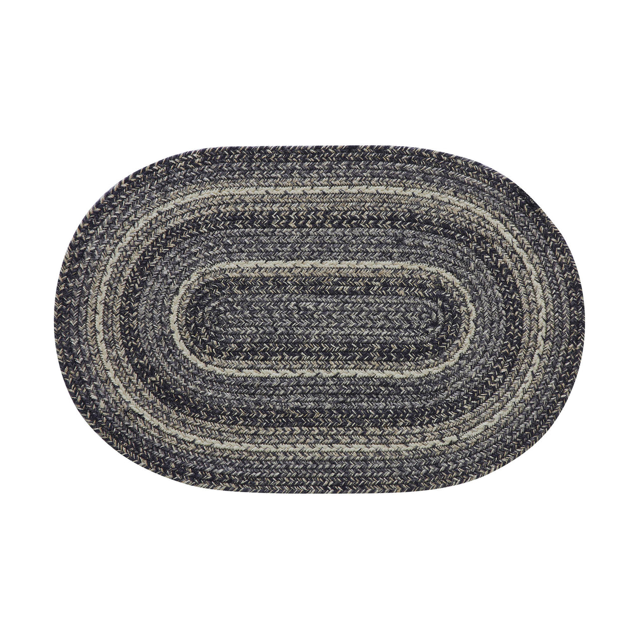 Sawyer Mill Black White Jute Braided Oval Rug with Rug Pad 20x30" VHC Brands