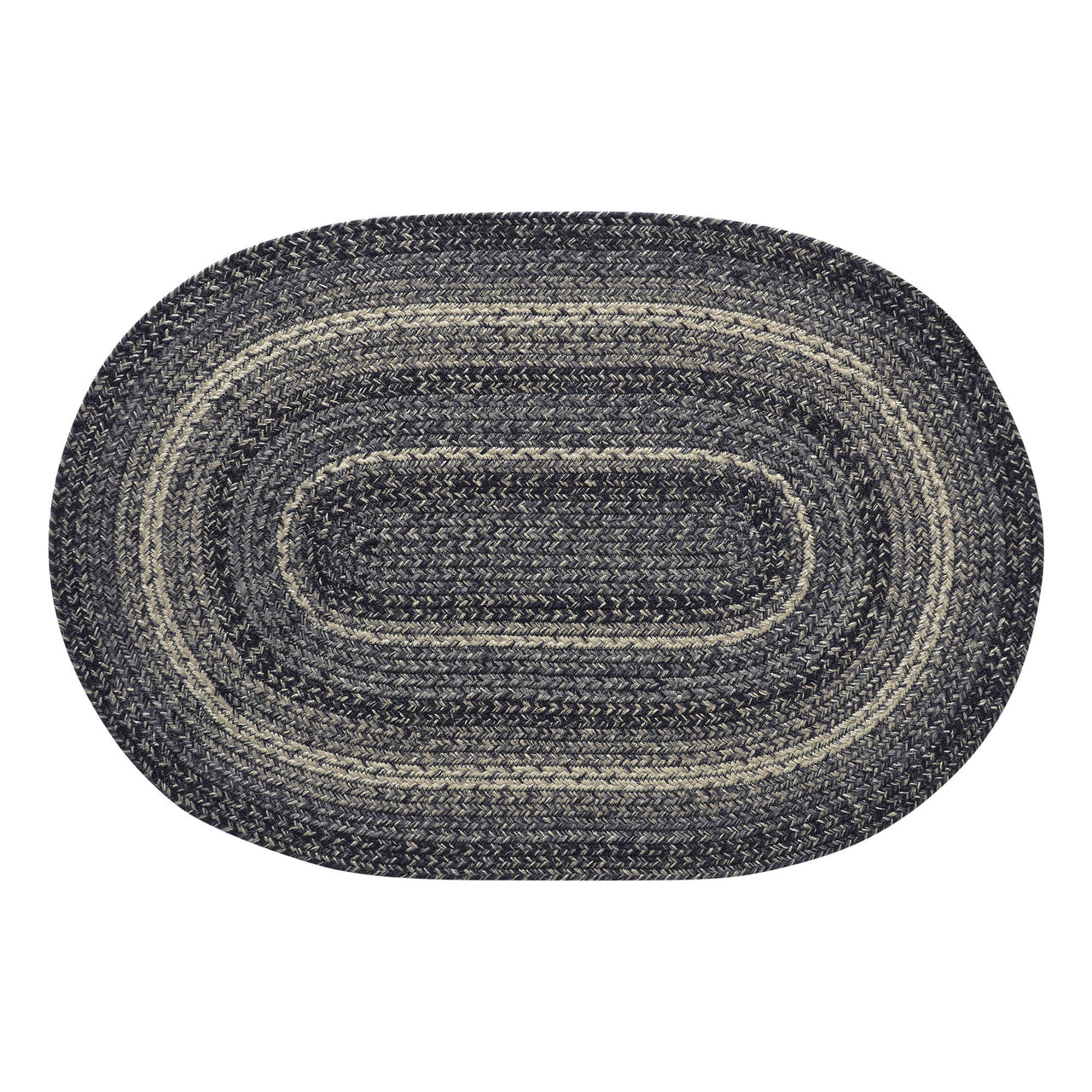Sawyer Mill Black White Jute Braided Oval Rug with Rug Pad 2x3' VHC Brands