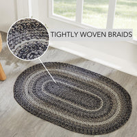 Sawyer Mill Black White Jute Braided Oval Rug 2x3' VHC Brands