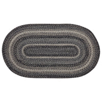 Sawyer Mill Black White Jute Braided Oval Rug with Rug Pad 27x48