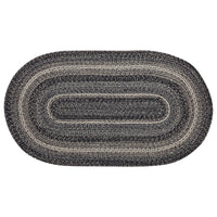 Thumbnail for Sawyer Mill Black White Jute Braided Oval Rug with Rug Pad 27x48