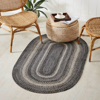 Thumbnail for Sawyer Mill Black White Jute Braided Oval Rug with Rug Pad 3x5' VHC Brands