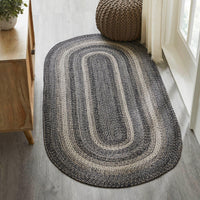 Sawyer Mill Black White Jute Braided Oval Rug with Rug Pad 3x6' VHC Brands - The Fox Decor