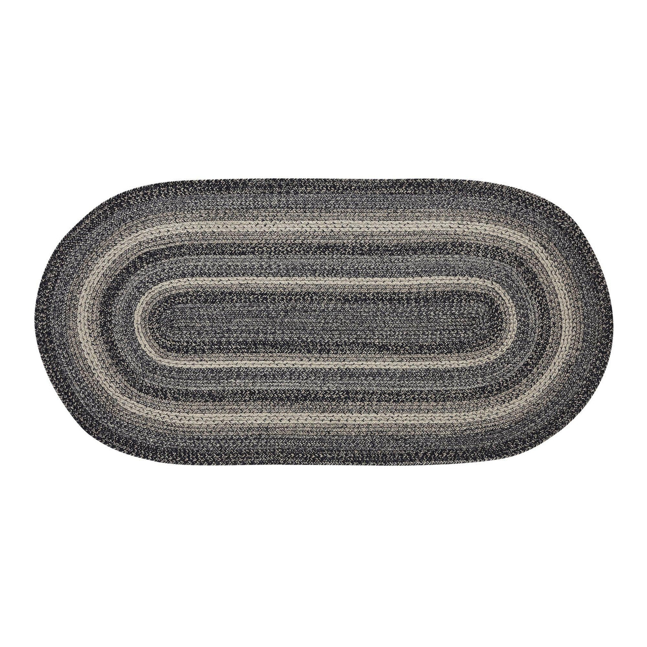 Sawyer Mill Black White Jute Braided Oval Rug with Rug Pad 3x6' VHC Brands - The Fox Decor