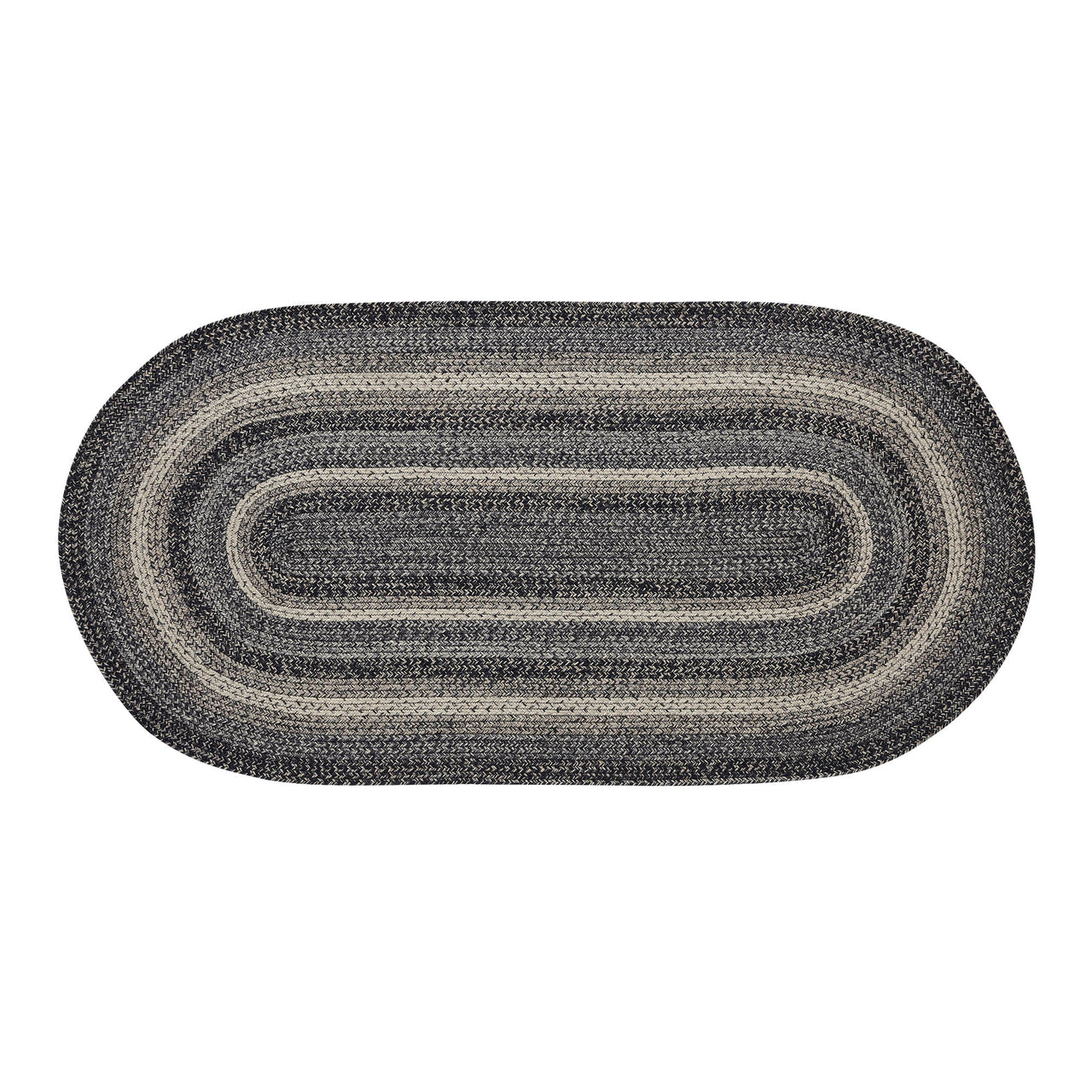 Sawyer Mill Black White Jute Braided Oval Rug with Rug Pad 3x6' VHC Brands
