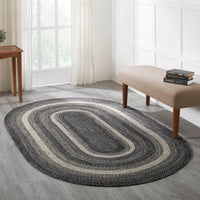 Thumbnail for Sawyer Mill Black White Jute Braided Oval Rug with Rug Pad 5x8' VHC Brands