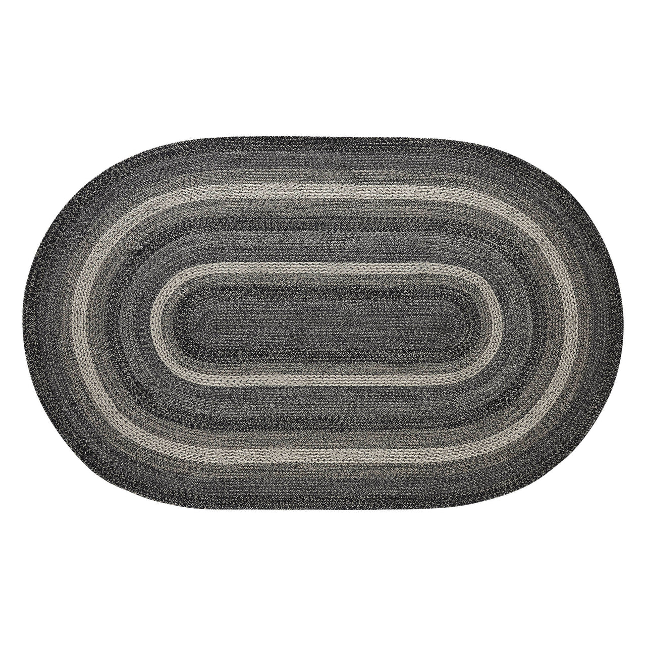 Sawyer Mill Black White Jute Braided Oval Rug with Rug Pad 5x8' VHC Brands