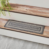 Thumbnail for Sawyer Mill Black White Jute Braided Stair Tread Rect Latex 8.5x27 VHC Brands