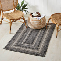 Thumbnail for Sawyer Mill Black White Jute Braided Rug Rectangular with Rug Pad 36x60