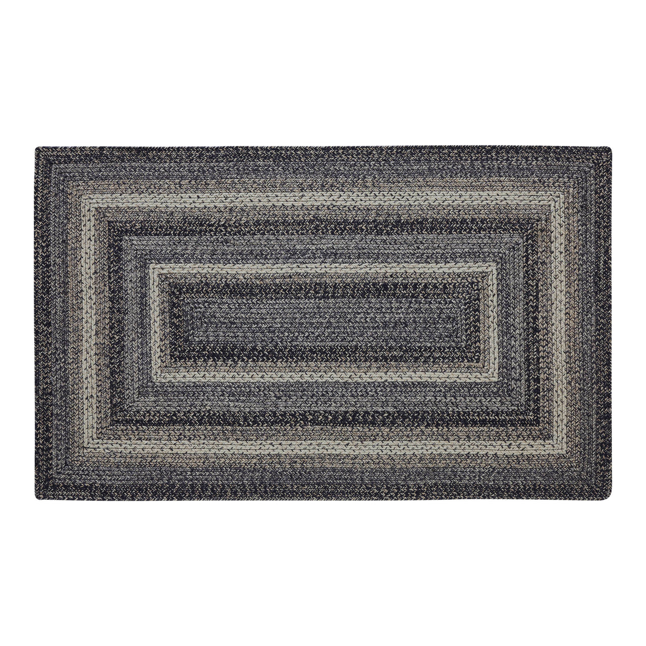 Sawyer Mill Black White Jute Braided Rug Rectangular with Rug Pad 36x60" (3x5') VHC Brands - The Fox Decor