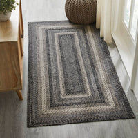 Sawyer Mill Black White Jute Braided Rug Rectangular with Rug Pad 36x72