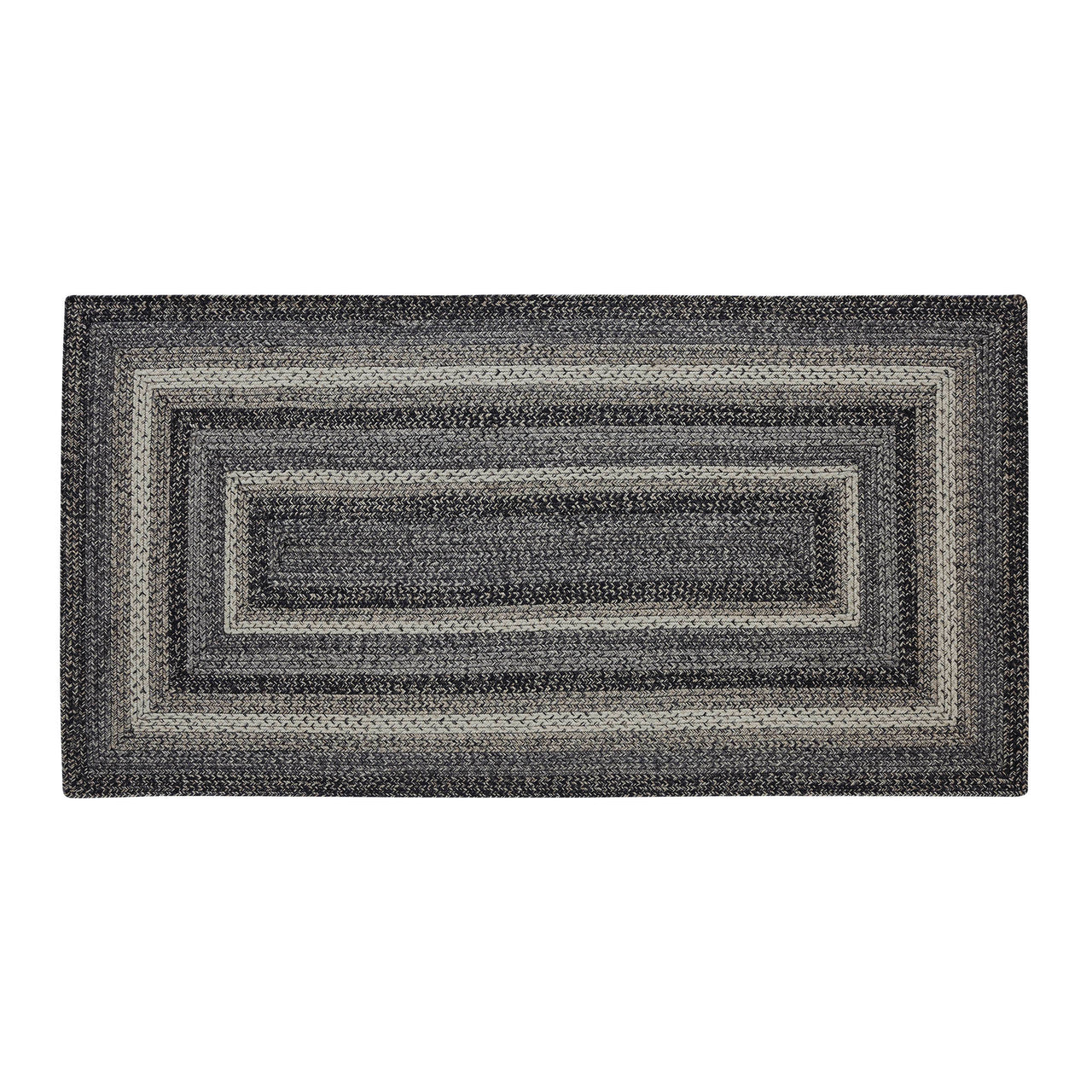 Sawyer Mill Black White Jute Braided Rug Rectangular with Rug Pad 36x72" (3x6') VHC Brands - The Fox Decor