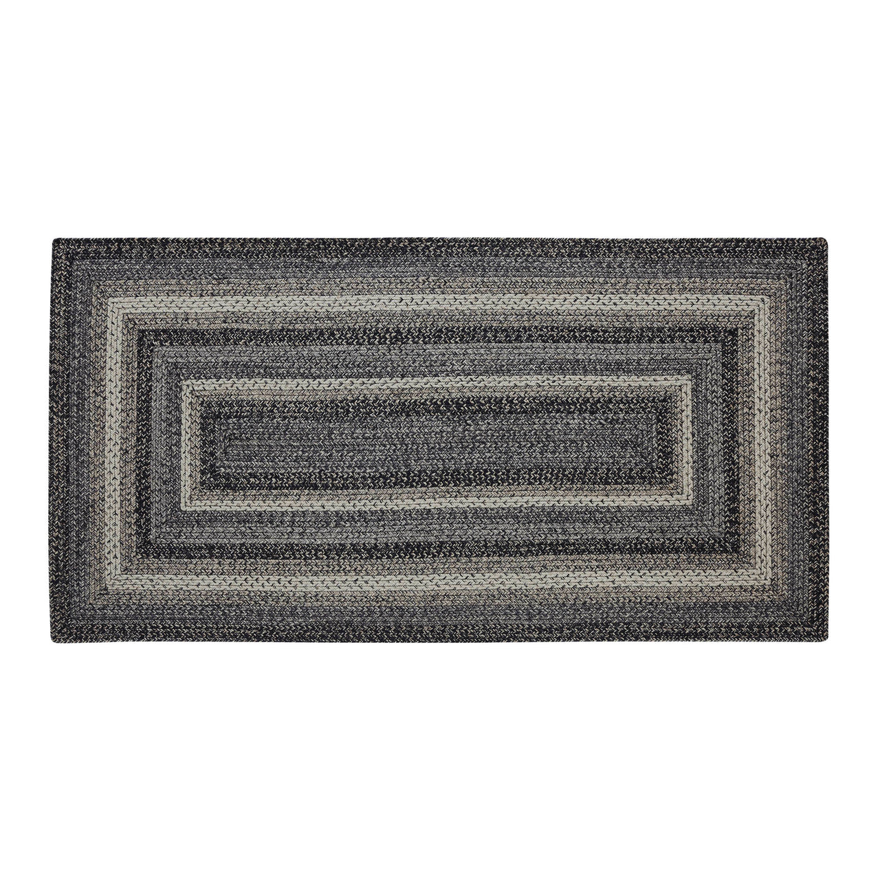 Sawyer Mill Black White Jute Braided Rug Rectangular with Rug Pad 36x72" (3x6') VHC Brands