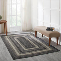 Sawyer Mill Black White Jute Braided Rug Rectangular with Rug Pad 5x8' VHC Brands - The Fox Decor