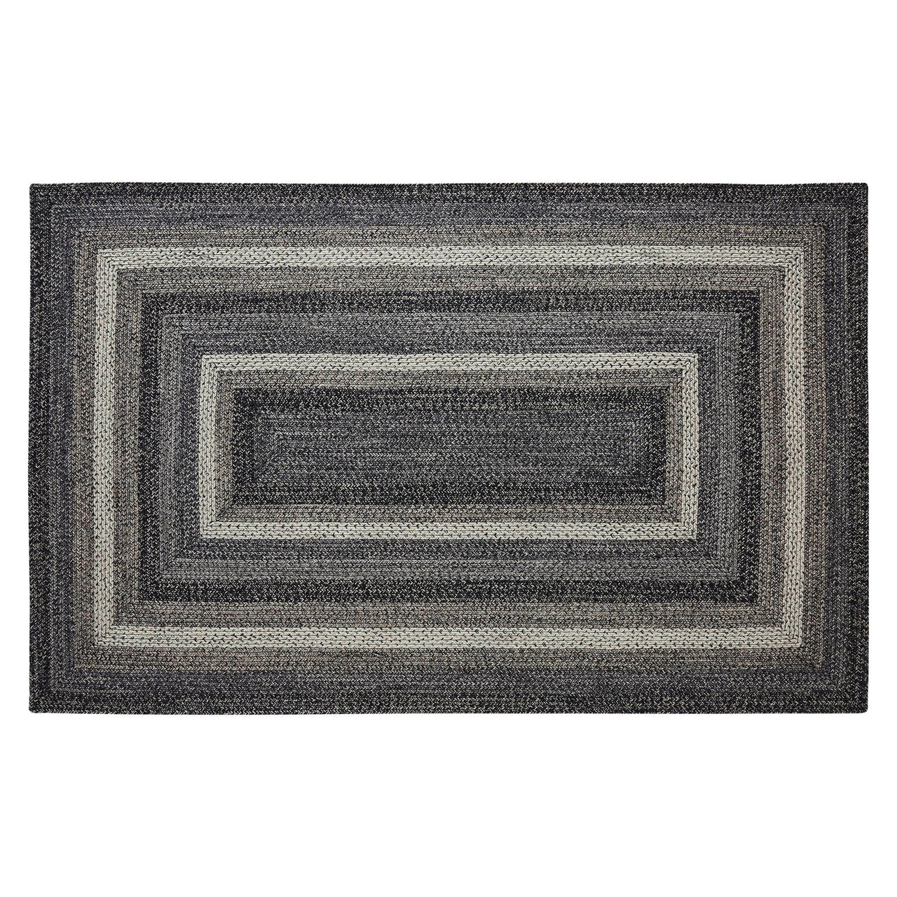 Sawyer Mill Black White Jute Braided Rug Rectangular with Rug Pad 5x8' VHC Brands