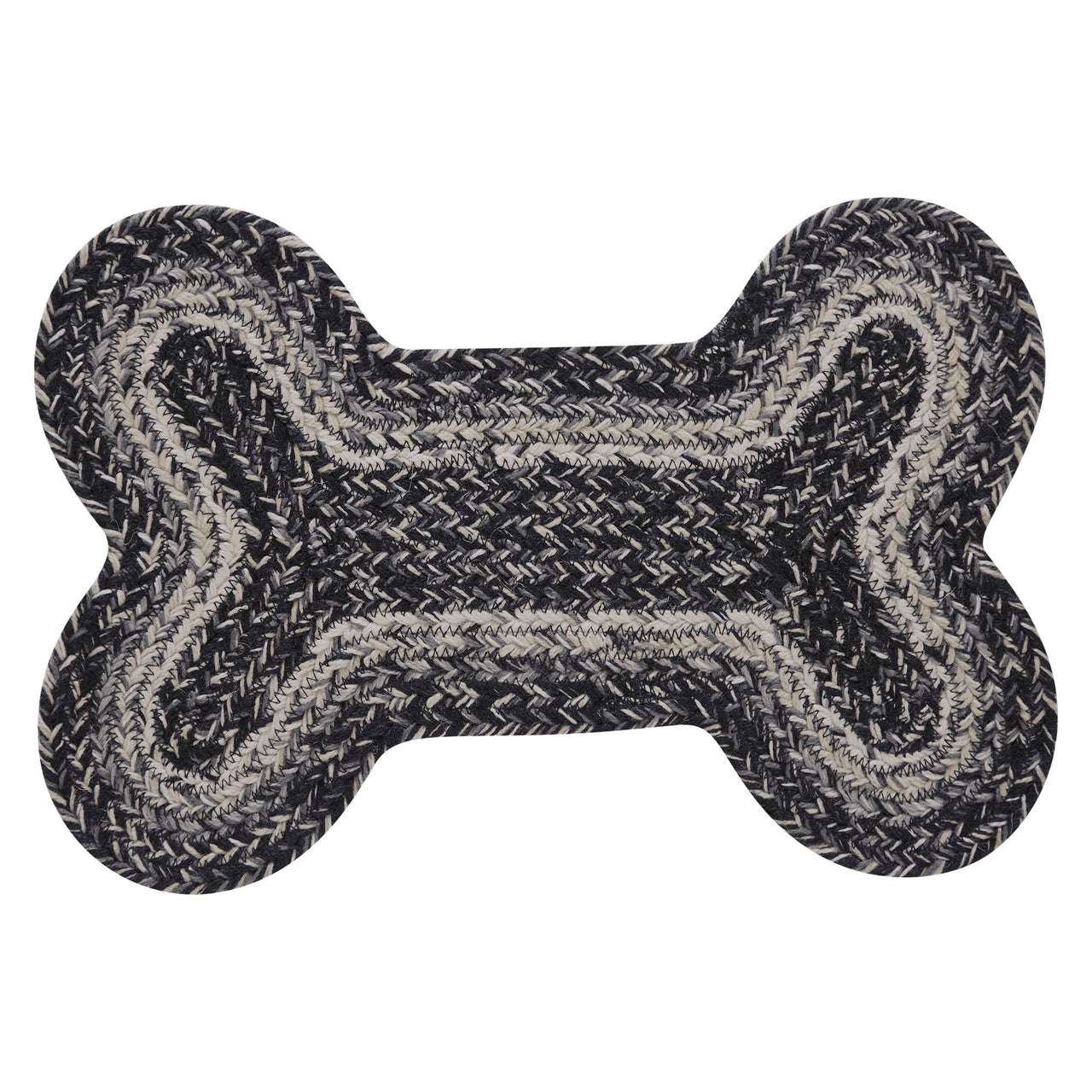 Sawyer Mill Black White Indoor/Outdoor Small Bone Braided Rug 11.5"x17.5" VHC Brands