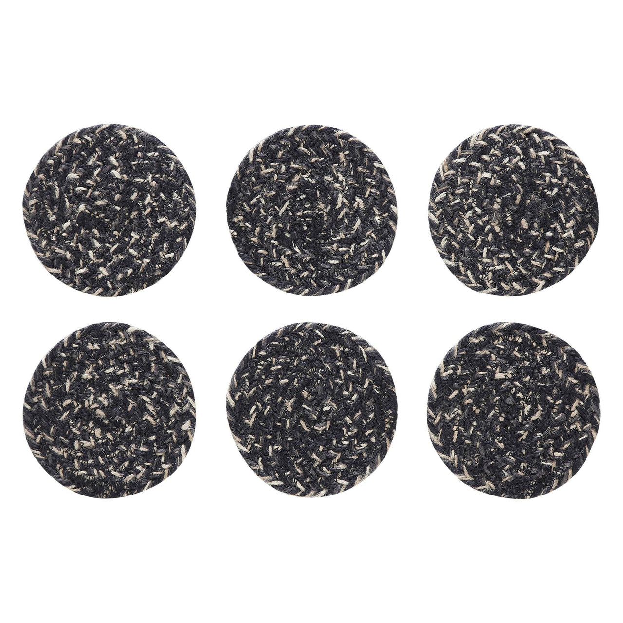 Sawyer Mill Black White Jute Coaster Set of 6 - The Fox Decor