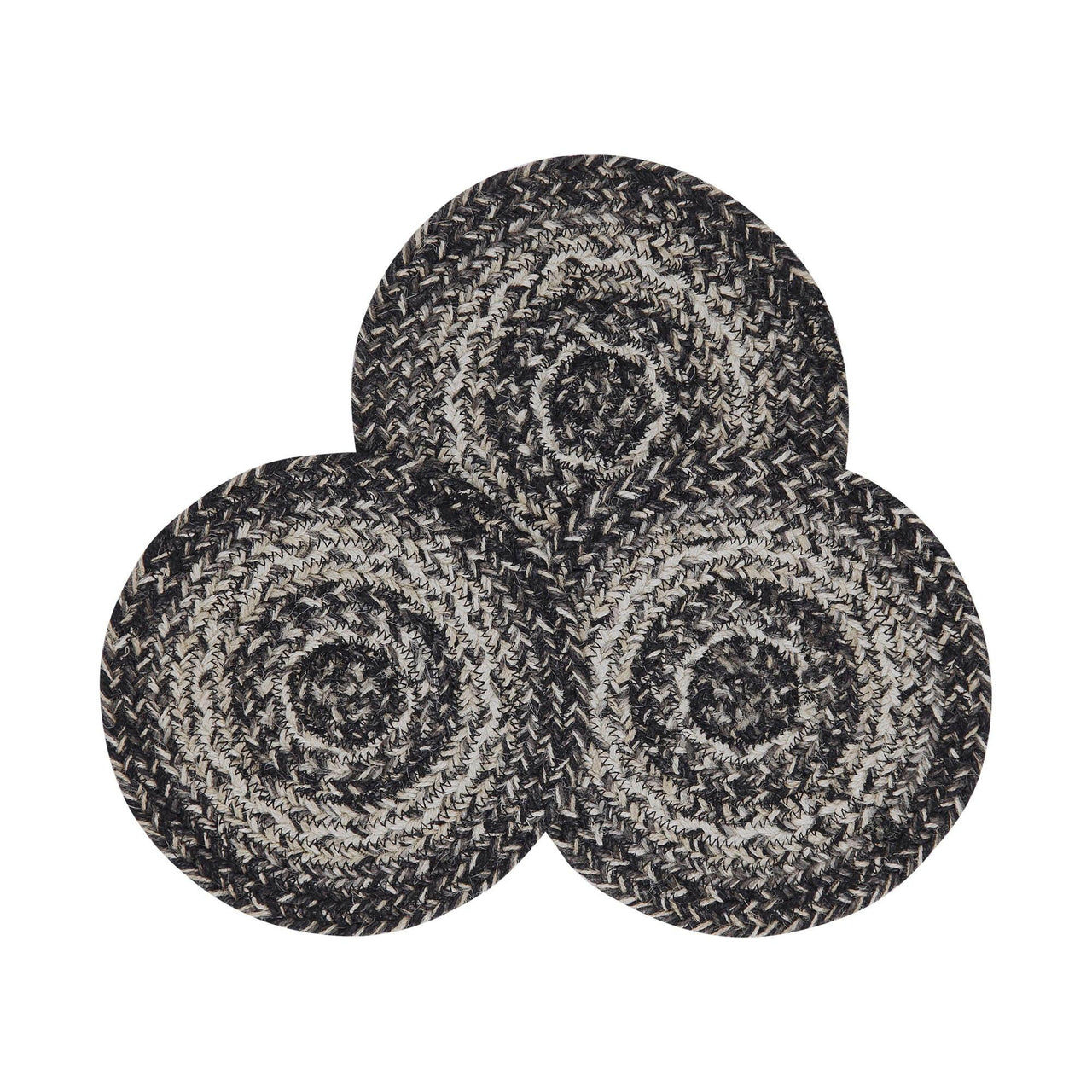 Sawyer Mill Black White Jute Trivet 8 inch Diameter Set of 3 - The Fox Decor