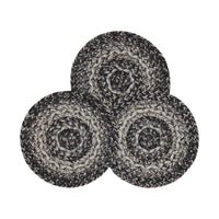 Sawyer Mill Black White Jute Trivet 8 inch Diameter Set of 3 - The Fox Decor