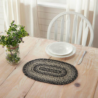 Sawyer Mill Black White Jute Oval Placemat 10x15 - The Fox Decor