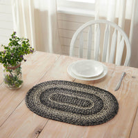 Sawyer Mill Black White Jute Oval Placemat 13x19 - The Fox Decor