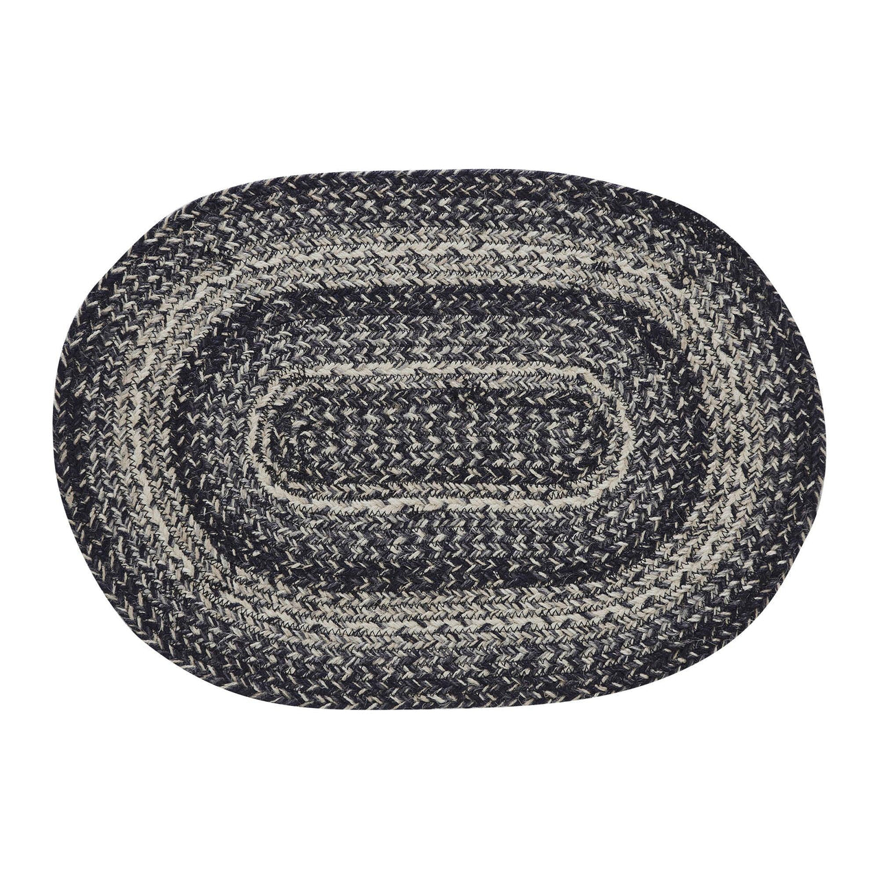 Sawyer Mill Black White Jute Oval Placemat 13x19 - The Fox Decor