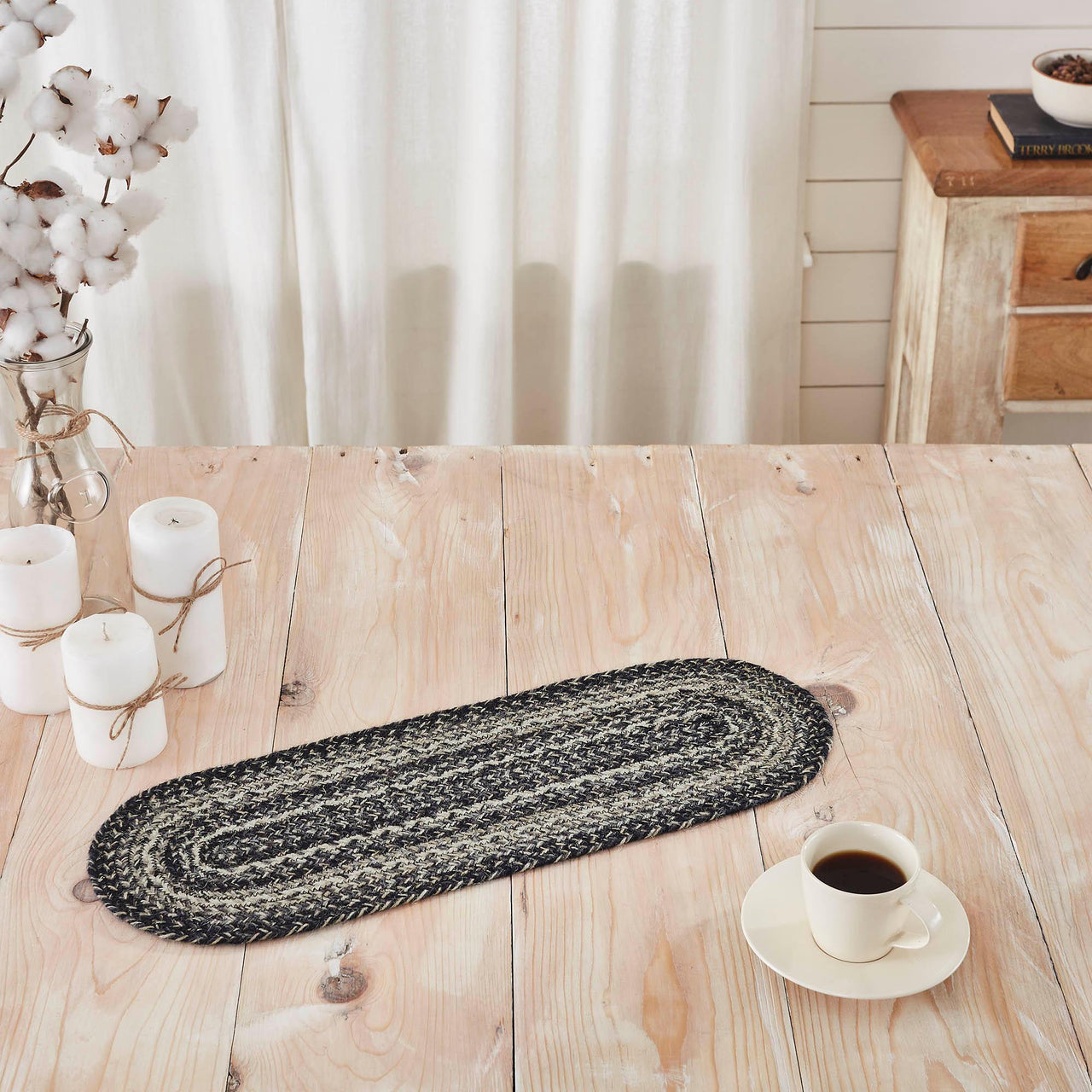 Sawyer Mill Black White Jute Oval Runner 8x24 - The Fox Decor