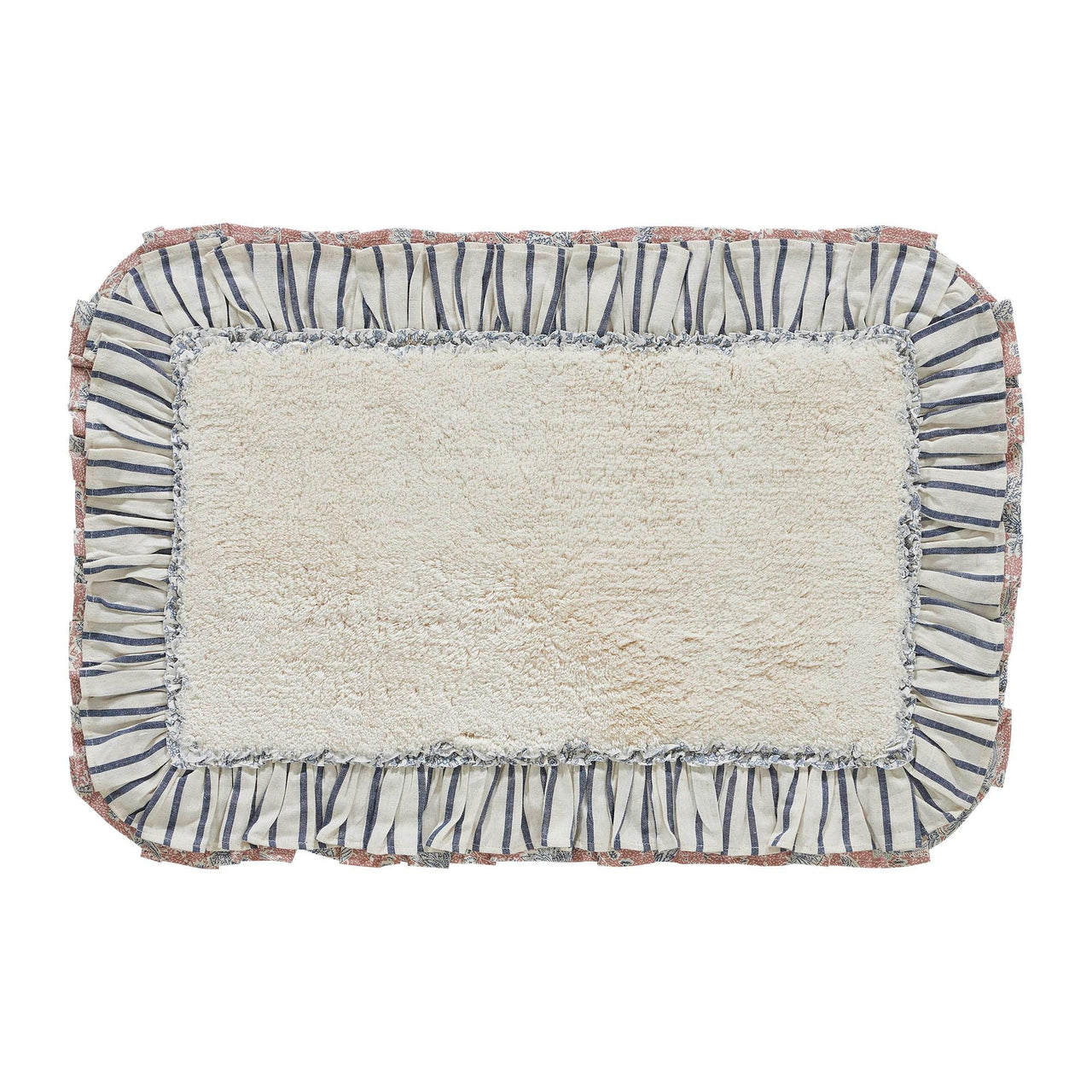 Kaila Ticking Blue Bathmat 20x30 - The Fox Decor