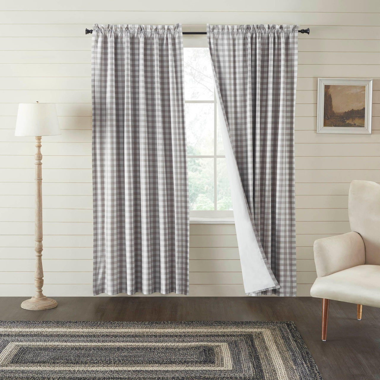 Annie Buffalo Grey Check Blackout Panel 84x50 VHC Brands