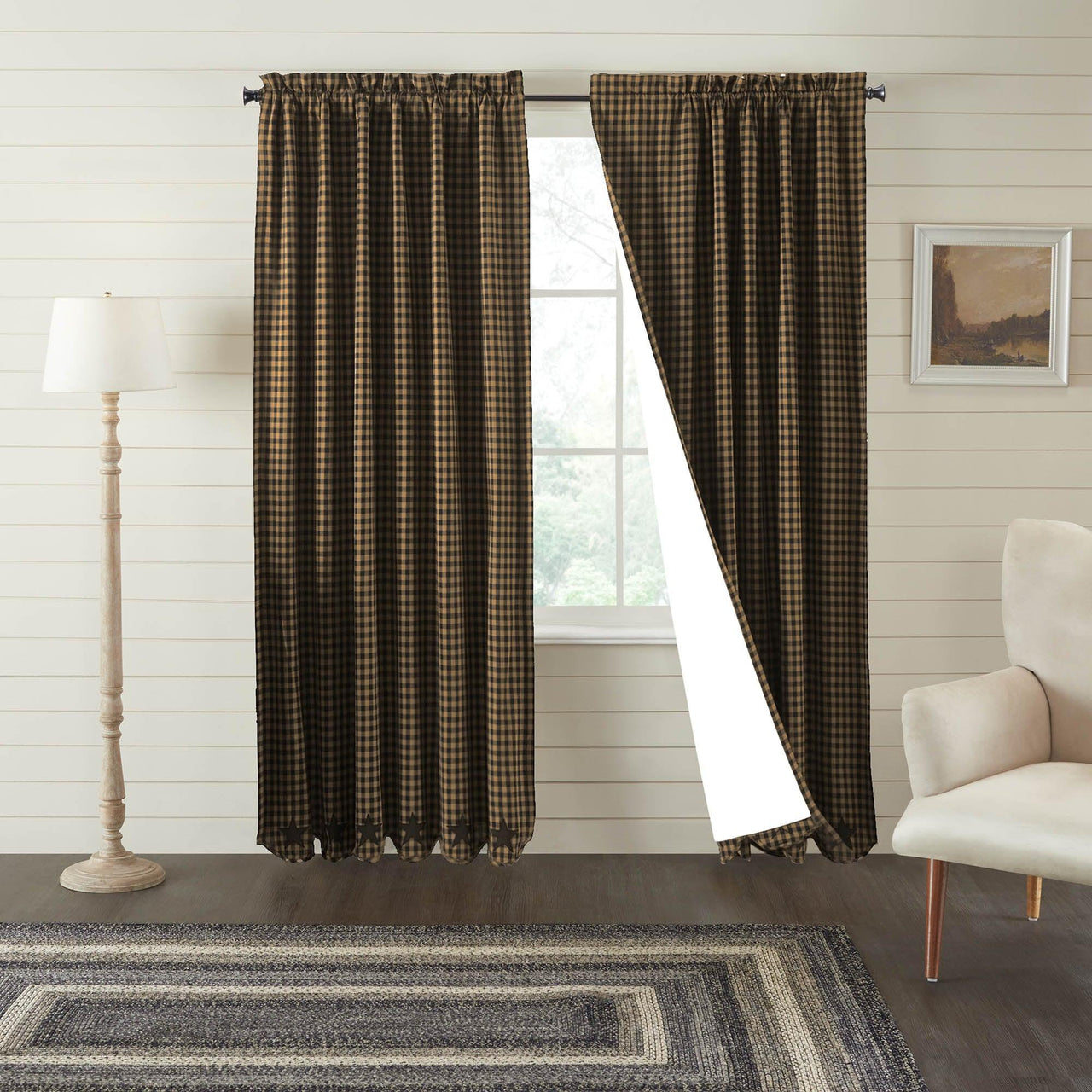 Black Star Blackout Panel Scalloped 84x50 VHC Brands - The Fox Decor