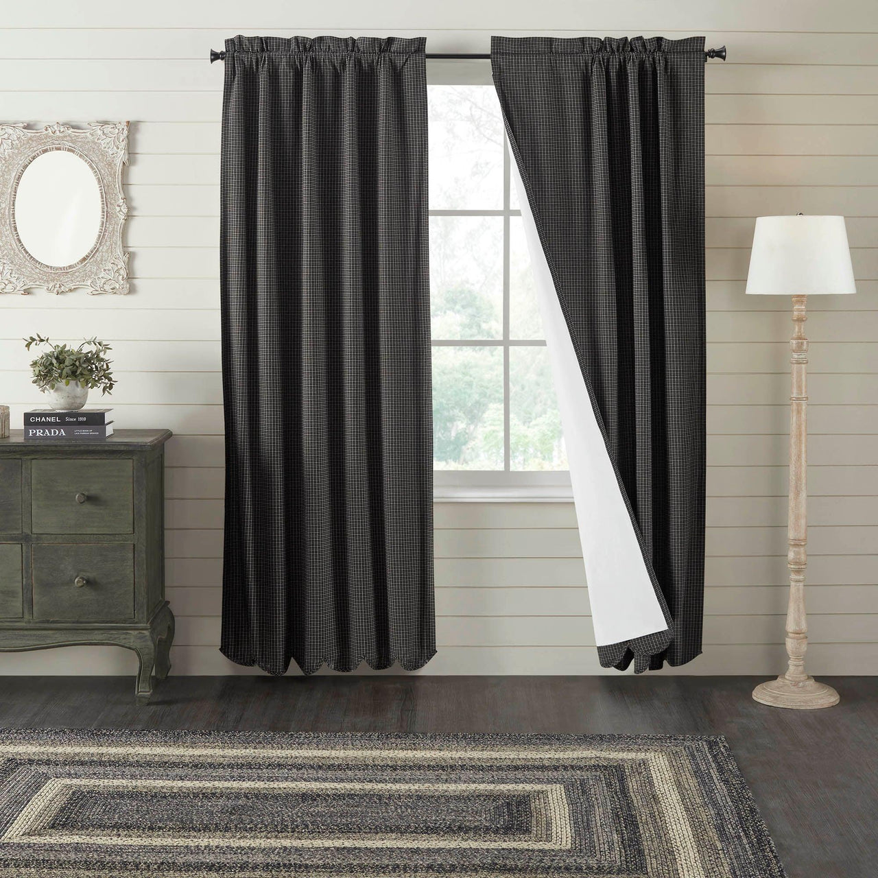 Kettle Grove Plaid Scalloped Blackout Panel 84x40 VHC Brands - The Fox Decor