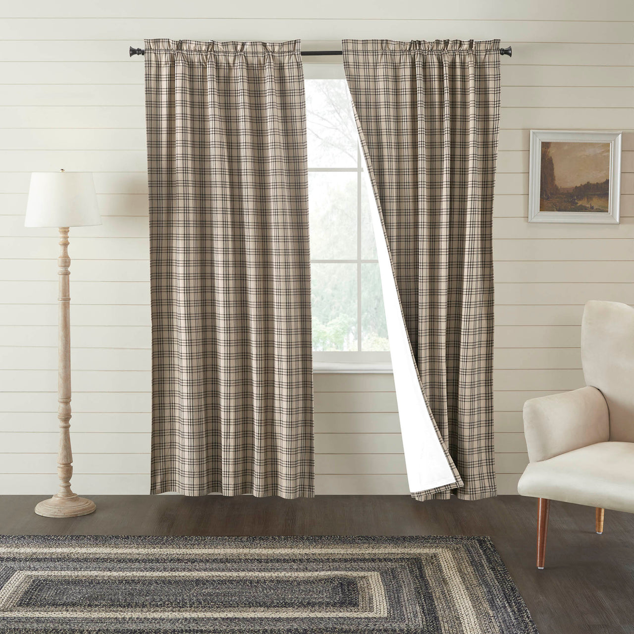 Sawyer Mill Charcoal Plaid Blackout Panel Curtain 84x40 VHC Brands