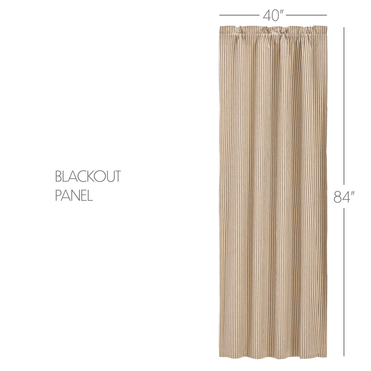 Sawyer Mill Charcoal Ticking Stripe Blackout Panel 84x40 VHC Brands