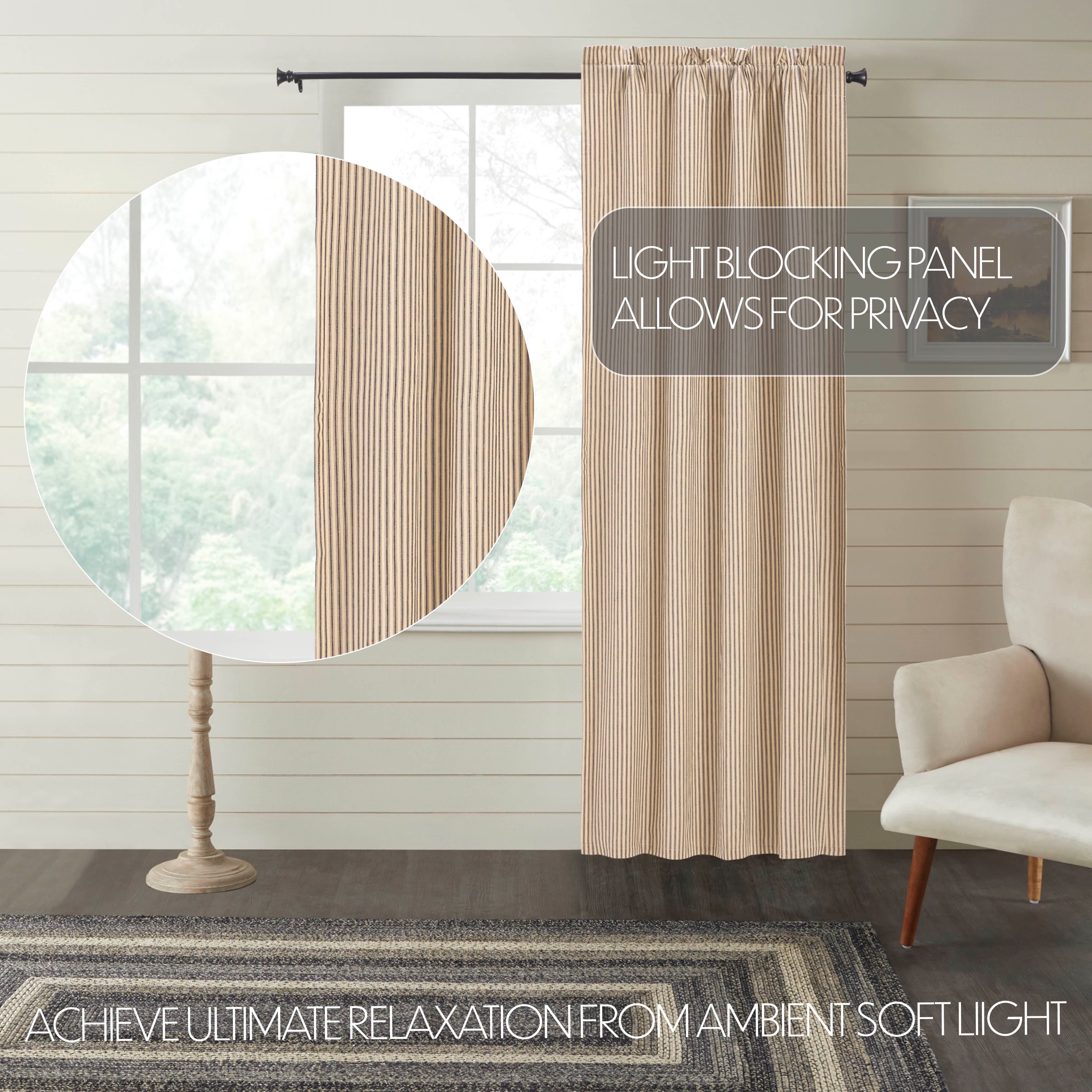 Sawyer Mill Charcoal Ticking Stripe Blackout Panel 84x40 VHC Brands