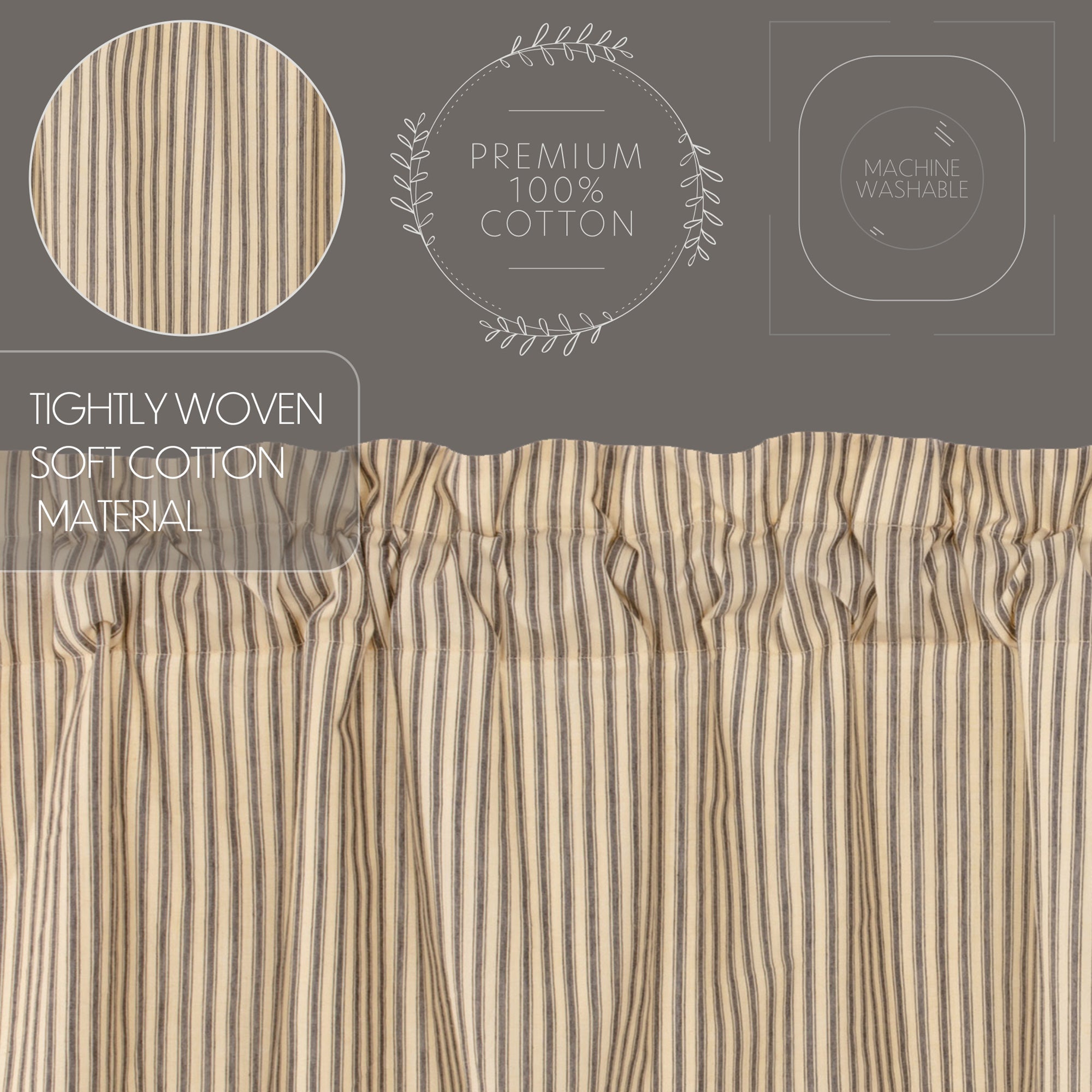 Sawyer Mill Charcoal Ticking Stripe Blackout Panel 84x40 VHC Brands