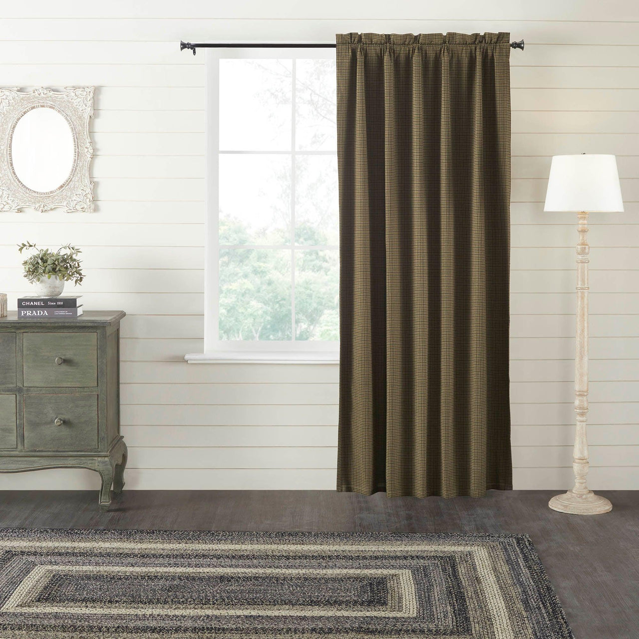 Tea Cabin Green Plaid Blackout Panel 84x50 VHC Brands - The Fox Decor