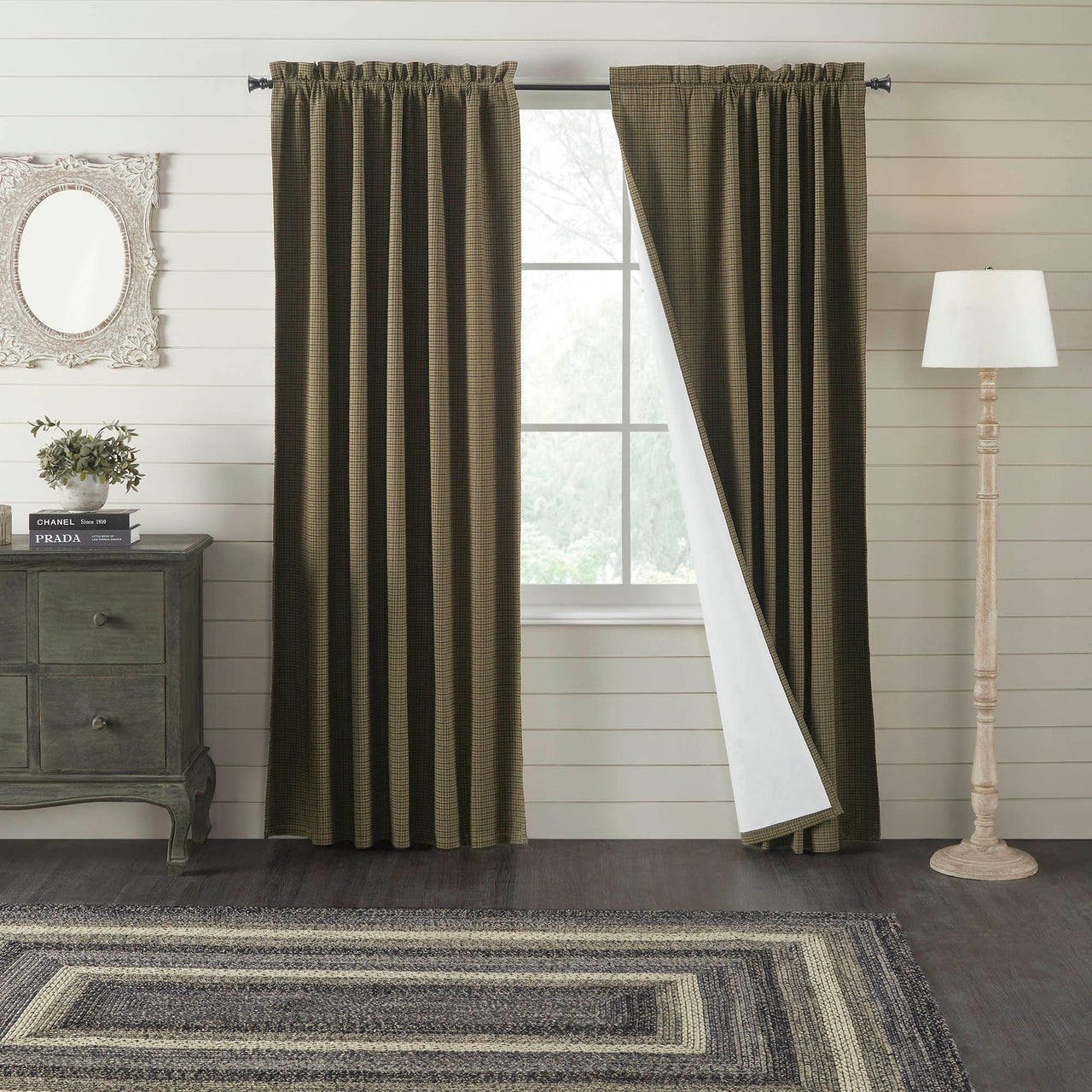 Tea Cabin Green Plaid Blackout Panel 84x50 VHC Brands