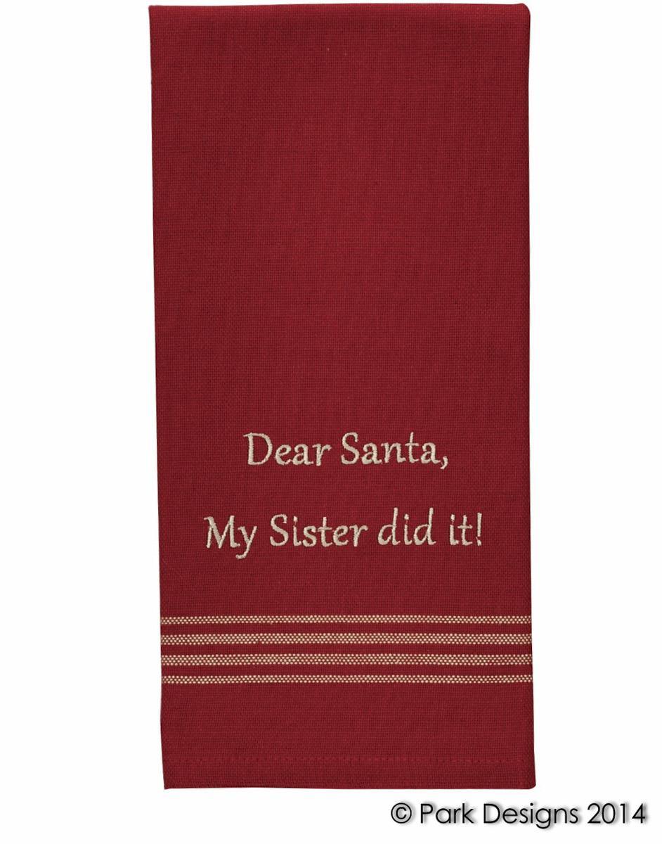 Dear Santa, Sister Did It Dishtowel - Set of 3 Park Designs - The Fox Decor