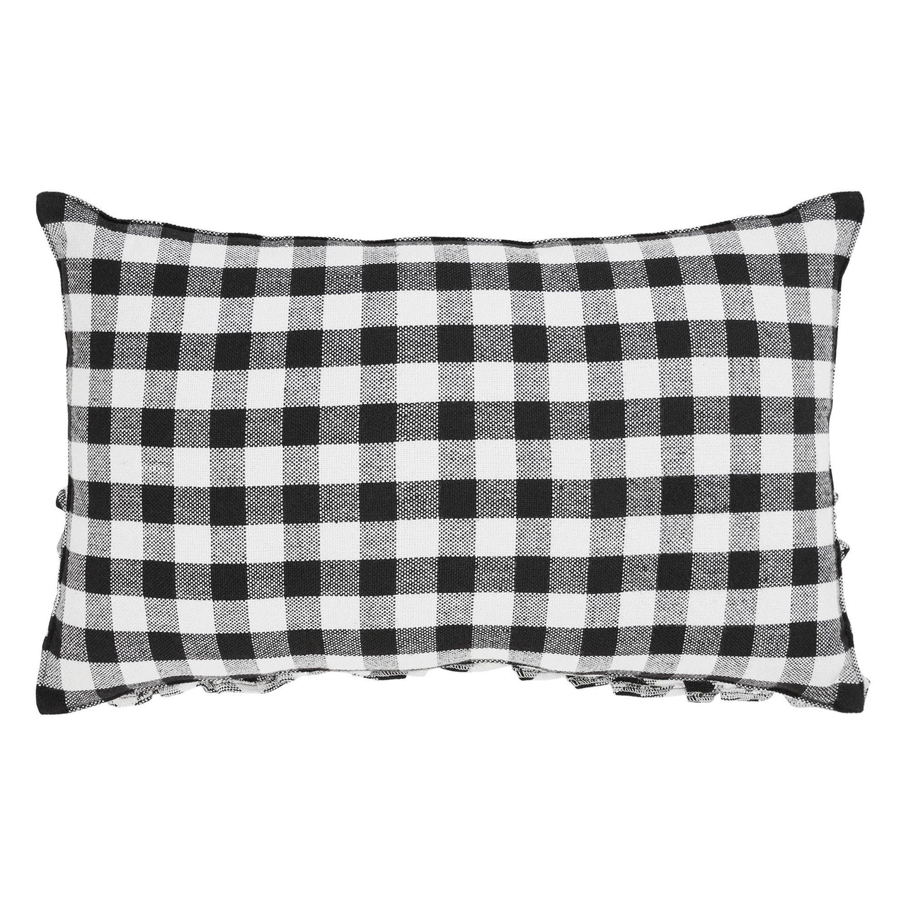 Annie Black Check Home Pumpkin Ruffle Pillow 14x22 - The Fox Decor