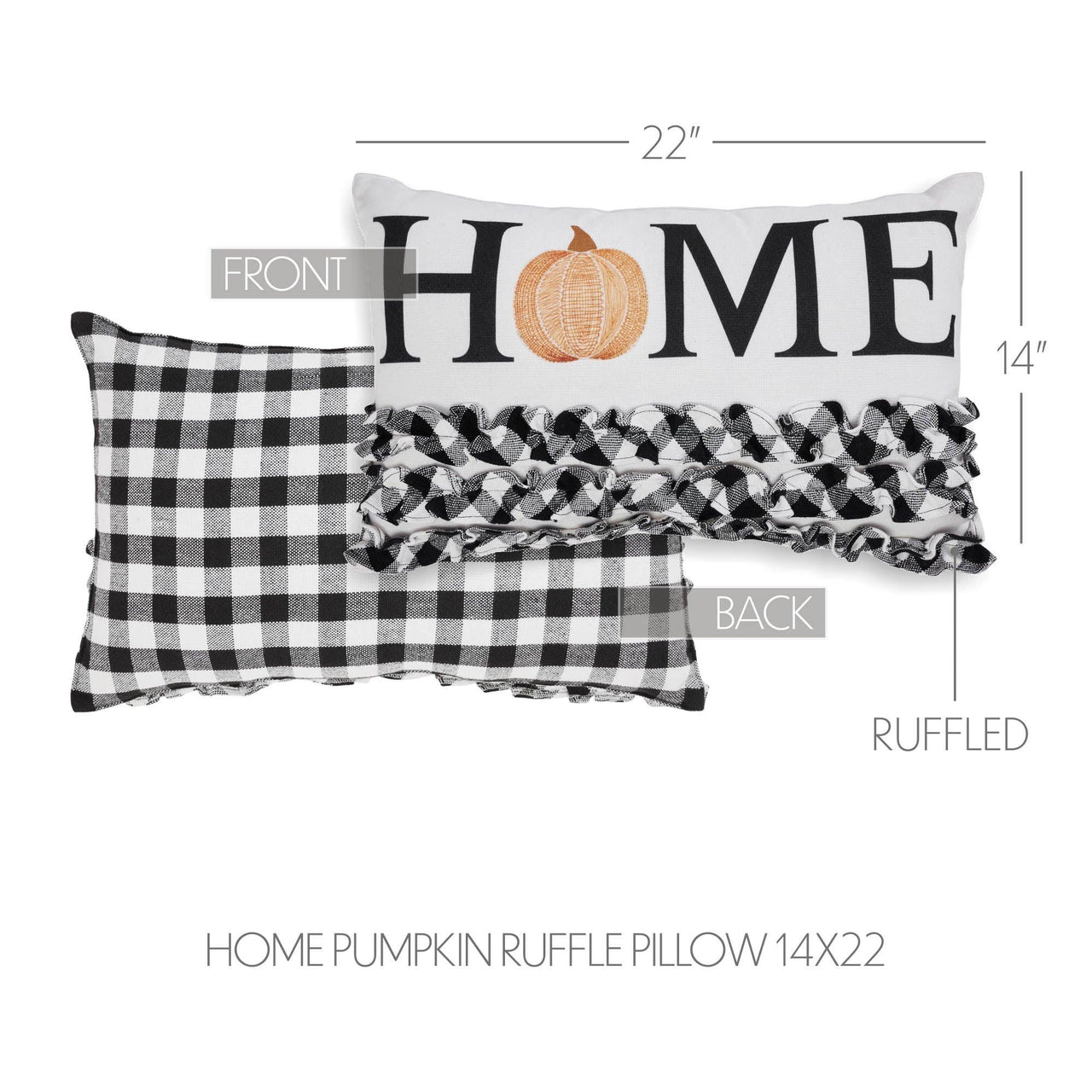 Annie Black Check Home Pumpkin Ruffle Pillow 14x22 - The Fox Decor