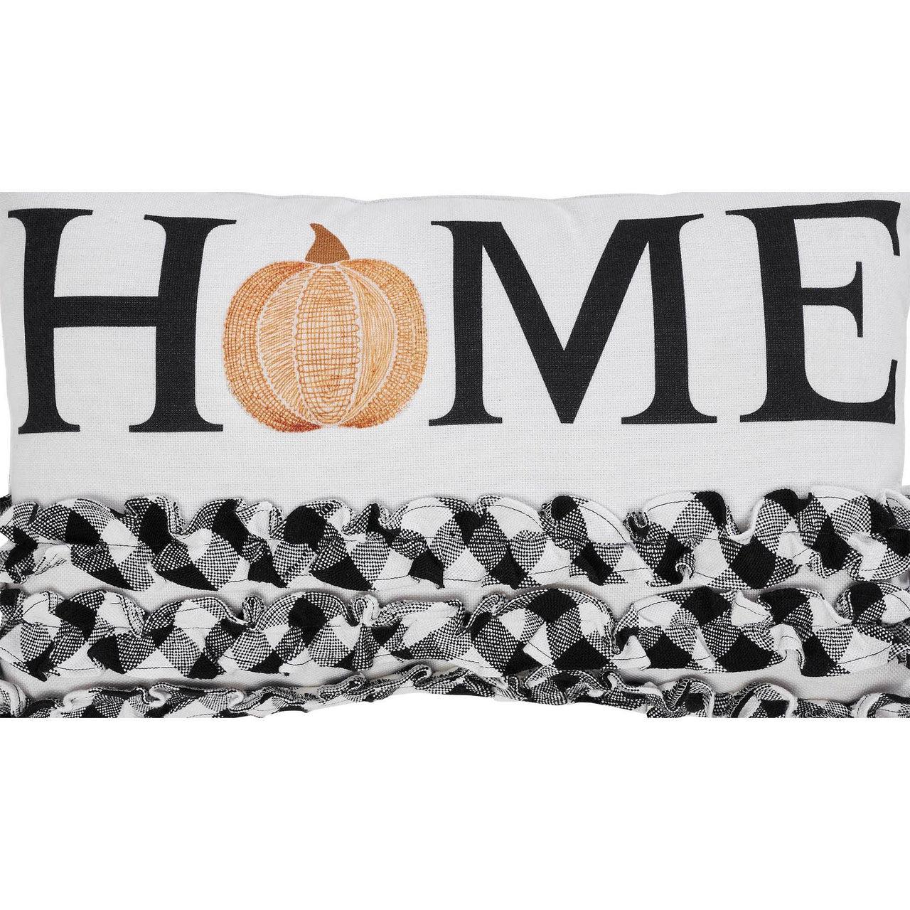 Annie Black Check Home Pumpkin Ruffle Pillow 14x22 - The Fox Decor