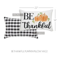 Thumbnail for Annie Black Check Be Thankful Pumpkin Pillow 14x22 - The Fox Decor