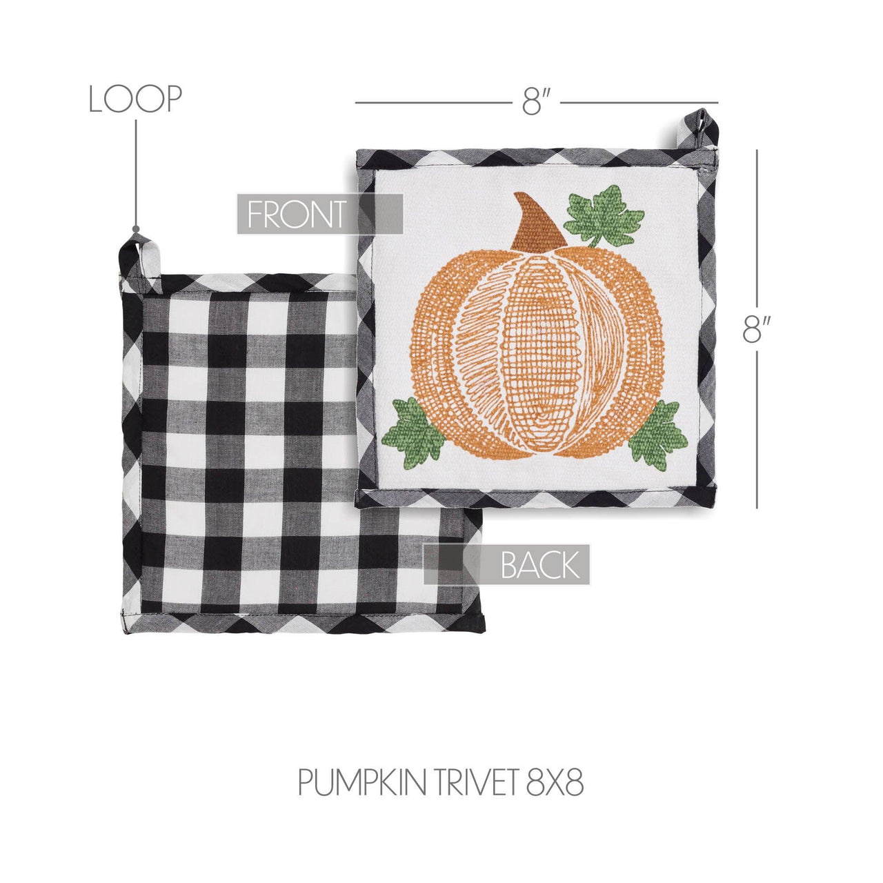 Annie Black Check Pumpkin Trivet 8x8 - The Fox Decor