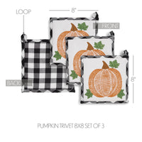 Thumbnail for Annie Black Check Pumpkin Trivet 8x8 Set of 3 - The Fox Decor