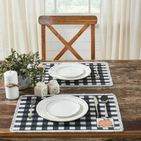 Annie Black Check Pumpkin Placemat Set of 2 13x19 - The Fox Decor