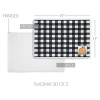 Annie Black Check Pumpkin Placemat Set of 2 13x19 - The Fox Decor