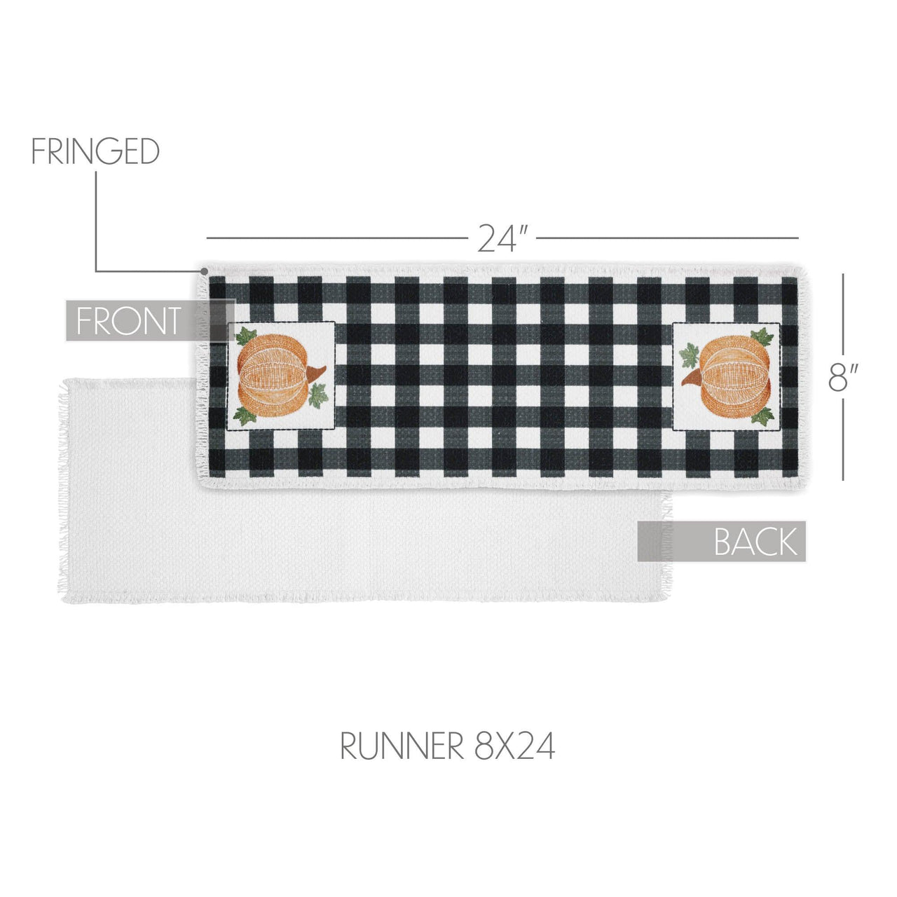 Annie Black Check Pumpkin Runner 8x24 - The Fox Decor
