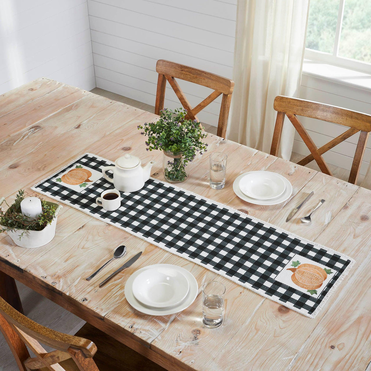 Annie Black Check Pumpkin Runner 12x48 - The Fox Decor